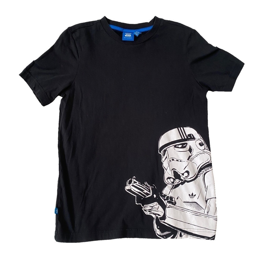 Adidas Originals Star Wars Stormtrooper Shirt Top Black Youth Vintage Rare L - Picture 1 of 4